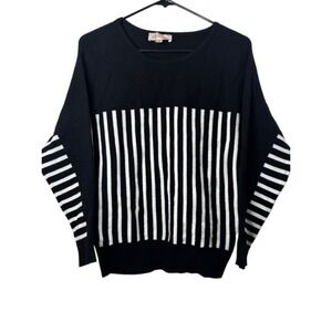 Philosophy Republic Clothing Sweater Medium Black White‎ Striped Knit Pullover